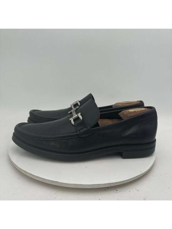 Salvatore Ferragamo Men Size 8 EE Black Leather Horsebit Loafer Dress Shoes